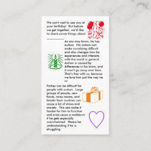 Tarjeta De Visita Autism Birday Boy Business Card