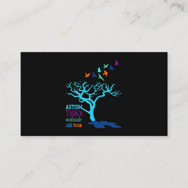 Tarjeta De Visita Autismo Pensar Fuera De Caja Autismo Cinta De Conc (Anverso)