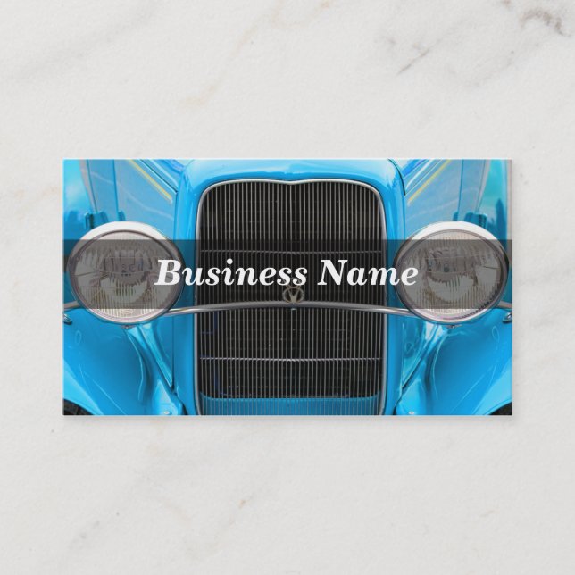 Tarjeta De Visita Auto anticuario azul claro (Anverso)