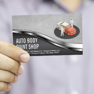 Tarjeta De Visita Auto Body Paint Garage Shop   Trabajadores