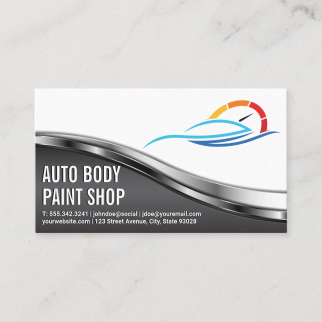 Tarjeta De Visita Auto Body Shop | Car Service Logo (Anverso)