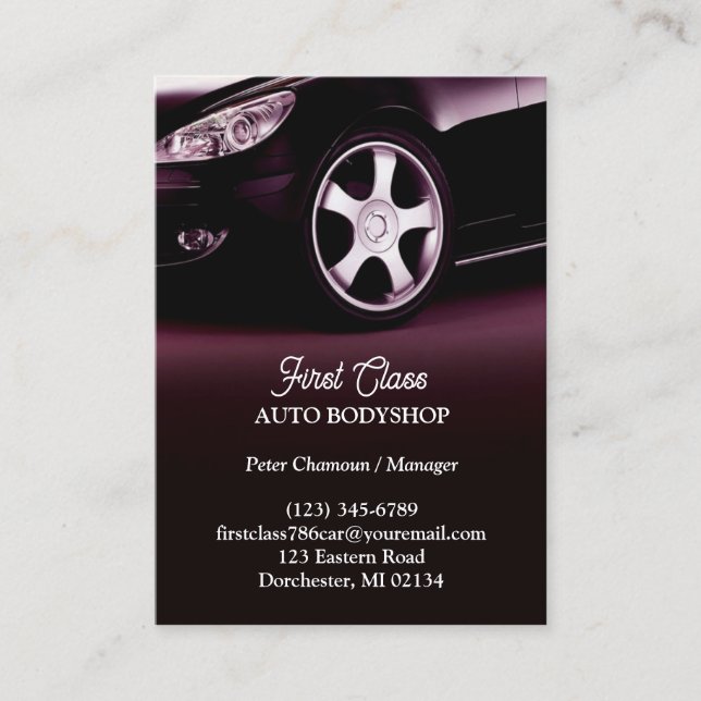 Tarjeta De Visita Auto Body Shop Chubby Business Card (Anverso)