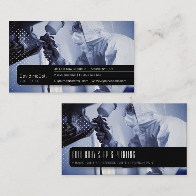 Tarjeta De Visita Auto Body Shop & Painting | Dibujante de pintura (Anverso / Reverso)