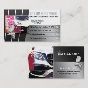 Tarjeta De Visita Auto Body Shop & Painting   Dibujante de pintura