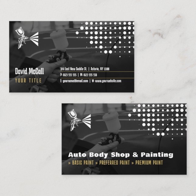 Tarjeta De Visita Auto Body Shop & Painting | Paint Sprayer Business (Anverso / Reverso)