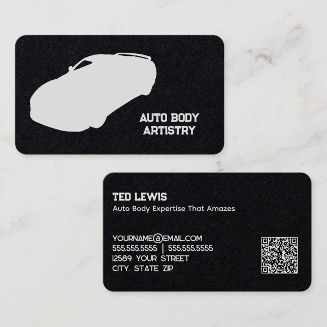 Tarjeta De Visita Auto Body Shop QR (Anverso / Reverso)