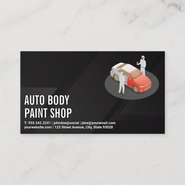 Tarjeta De Visita Auto-Body Workers Pintar Car (Anverso)