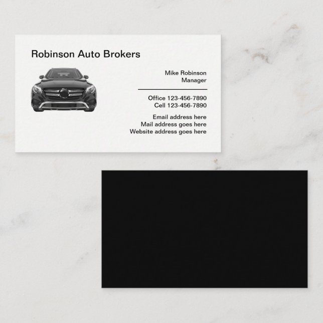 Tarjeta De Visita Auto Broker Professional Automotive (Anverso / Reverso)