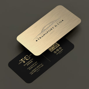 Tarjeta De Visita Auto Car Driver Transport Black Faux Gold Modern