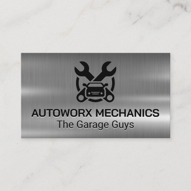 Tarjeta De Visita Auto Car Repair Services Icons | Metallic (Anverso)