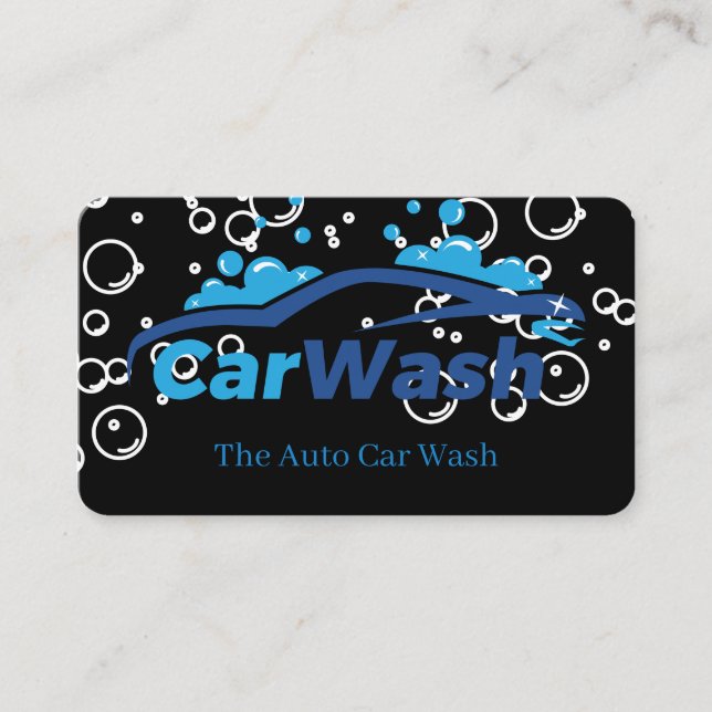Tarjeta De Visita Auto Car Wash | Soap Bubbles | Car Cleaning (Anverso)