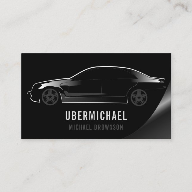 Tarjeta De Visita Auto de controlador de coche negro (Anverso)