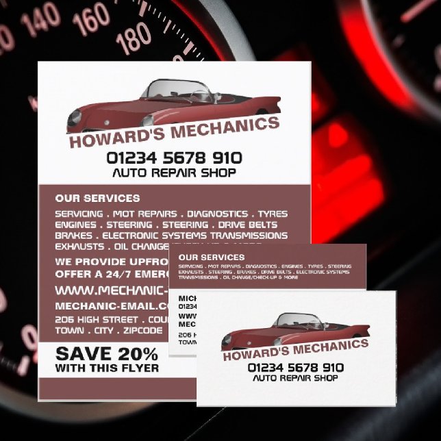 Tarjeta De Visita Auto deportivo, mecánica automática y reparaciones (Subido por el creador)