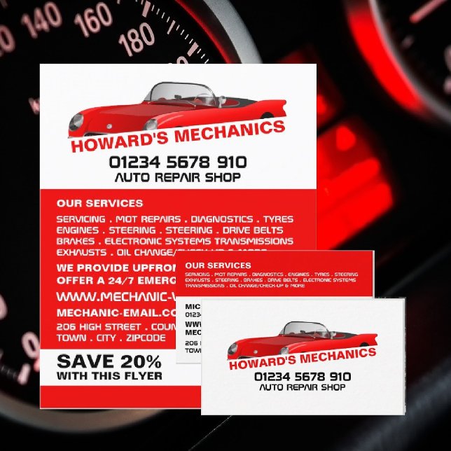 Tarjeta De Visita Auto deportivo, mecánica automática y reparaciones (Subido por el creador)
