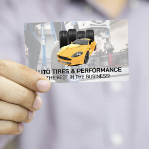 Tarjeta De Visita Auto deportivo y neumáticos   Trabajos mecánicos