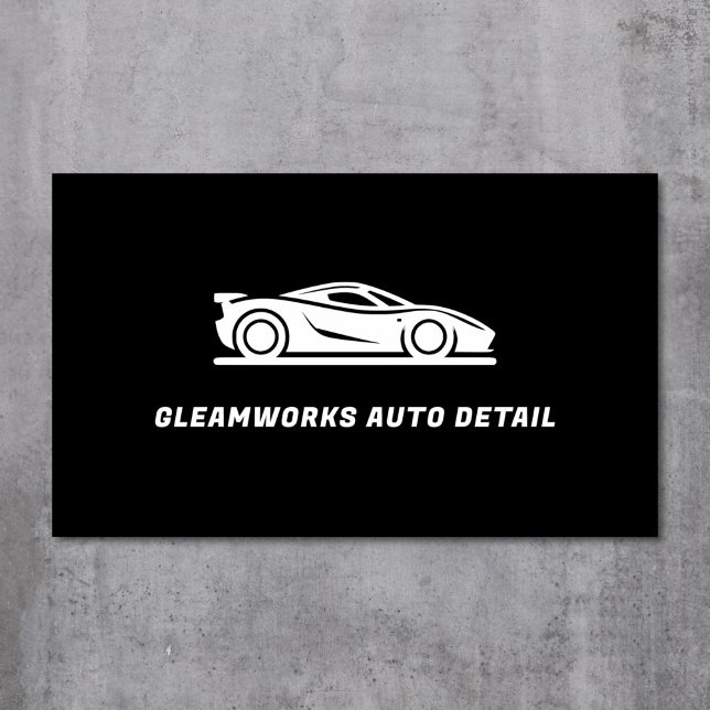 Tarjeta De Visita Auto Detail Car Wash Moderno Coche Silhouette Blac (Simple and modern auto detail business card)