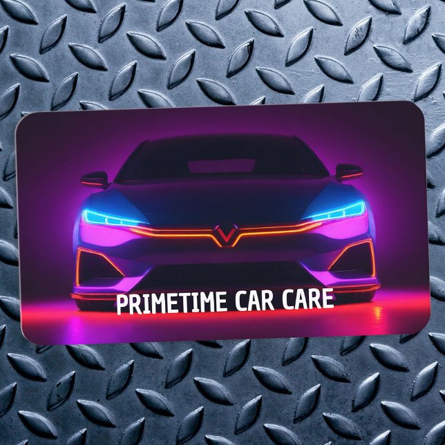 Tarjeta De Visita 🏎️ Auto Detailer Neon (Auto Detailer Neon Business Cards)