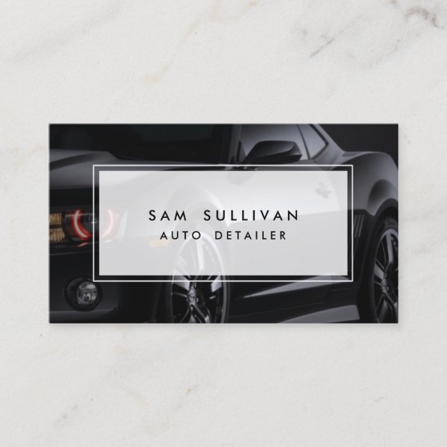 Tarjeta De Visita Auto Detailer Shiny Black Car Profile Automotive (Anverso)