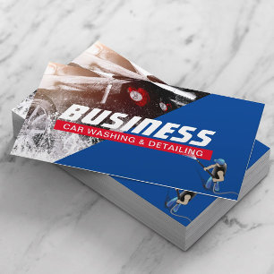 Tarjeta De Visita Auto Detailing Automotive Car Wash Moderno Blue