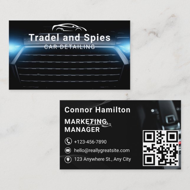 Tarjeta De Visita Auto Detailing Automotive Professional QR Code (Anverso / Reverso)