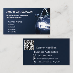 Tarjeta De Visita Auto Detailing Automotive Wash Navy Blue