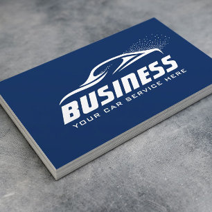 Tarjeta De Visita Auto Detailing Automotive Wash Navy Blue