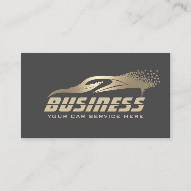 Tarjeta De Visita Auto Detailing Automovil Wash Gold & Grey (Anverso)