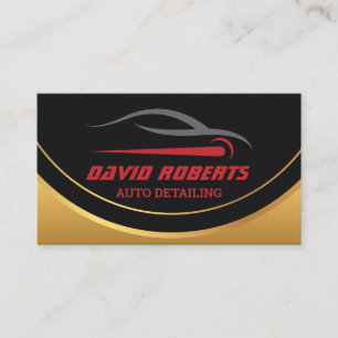 Tarjeta De Visita Auto Detailing Car Wash Automotive Black & Red
