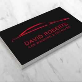 Tarjeta De Visita Auto Detailing Car Wash Automotive Black & Red