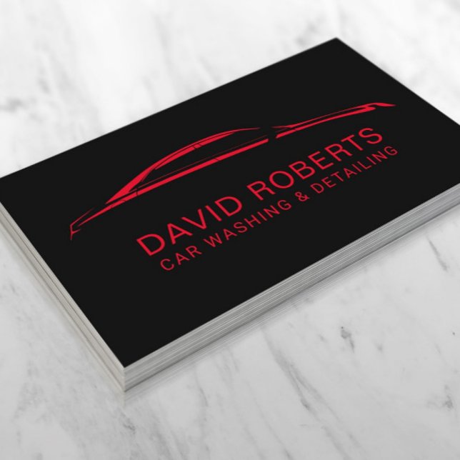 Tarjeta De Visita Auto Detailing Car Wash Automotive Black & Red (Subido por el creador)