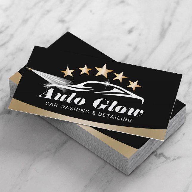 Tarjeta De Visita Auto Detailing Gold 5 Star Moderno Limpieza de coc (Subido por el creador)