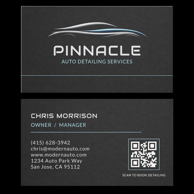 Tarjeta De Visita Auto Detailing Services QR Code Professional (Subido por el creador)