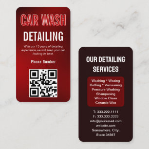 Tarjeta De Visita Auto Detailing Wash Automotive Modern RED