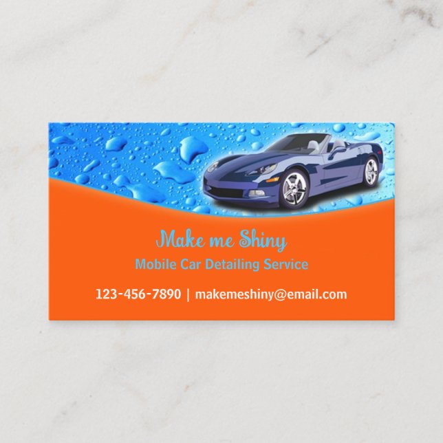 Tarjeta De Visita Auto Detailing with Water Drops Business Card (Anverso)