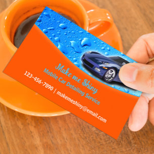 Tarjeta De Visita Auto Detailing with Water Drops Business Card