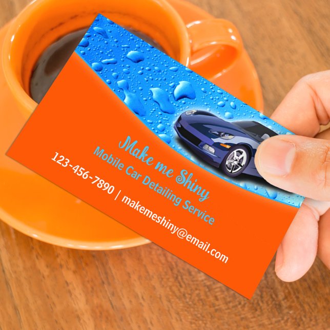 Tarjeta De Visita Auto Detailing with Water Drops Business Card (Subido por el creador)