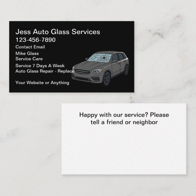 Tarjeta De Visita Auto Glass Repair Replace Service (Anverso / Reverso)