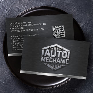 Tarjeta De Visita Auto Mechanic Automotive Repair Service QR Code