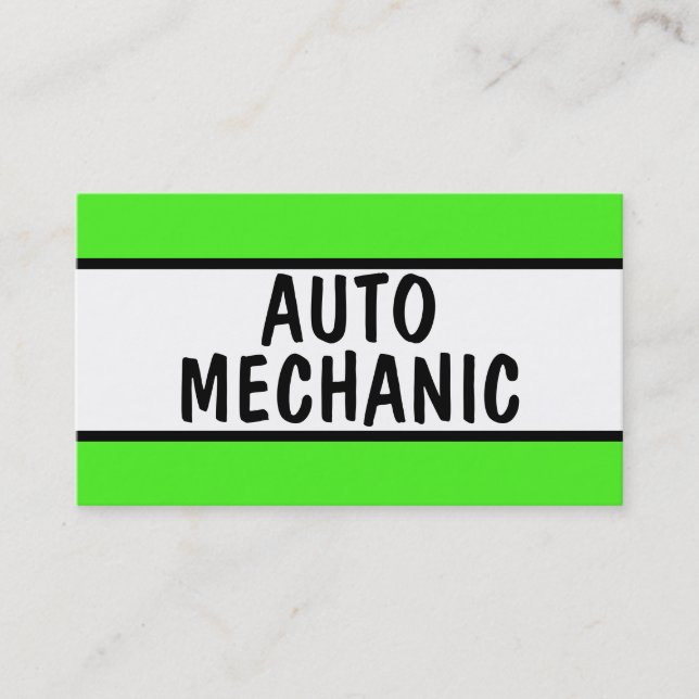 Tarjeta De Visita Auto Mechanic Neon Green (Anverso)