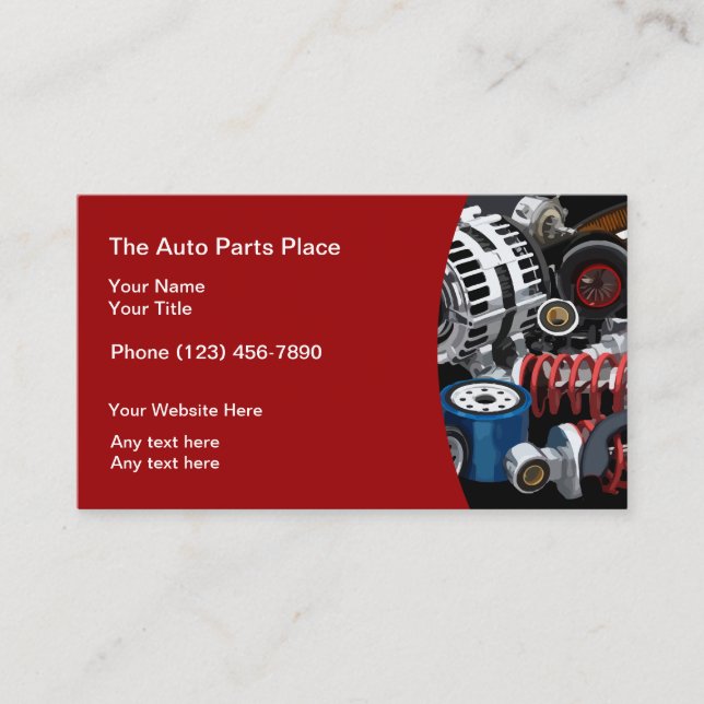 Tarjeta De Visita Auto Parts Modern Guay Business Cards (Anverso)