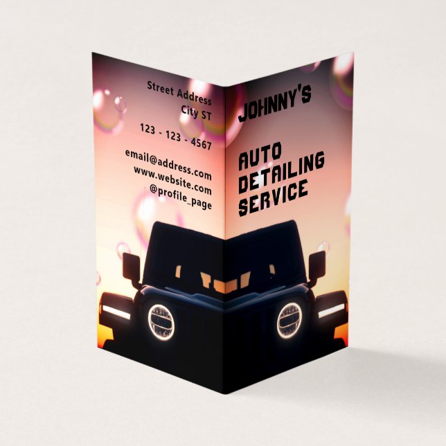 Tarjeta De Visita Auto profesional con la imagen del atardecer (Exterior)