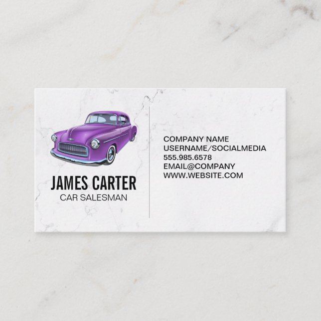 Tarjeta De Visita Auto púrpura clásico (Anverso)