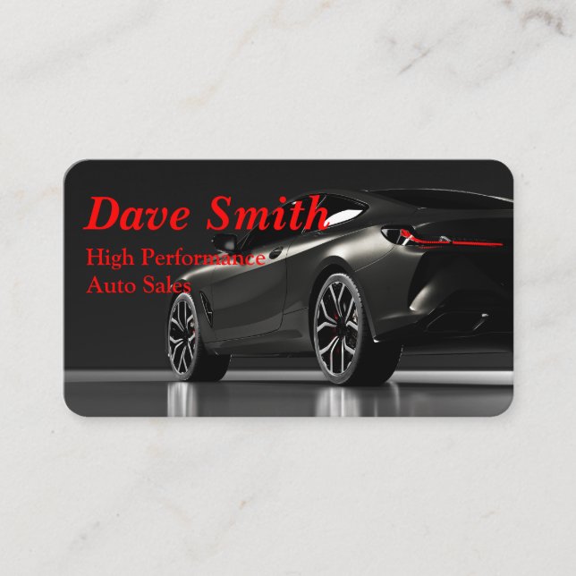 Tarjeta De Visita Auto-Reparación Automática Guay Black & Red Car (Anverso)