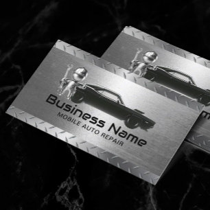 Tarjeta De Visita Auto Reparación Automática Moderna Metalizado Auto