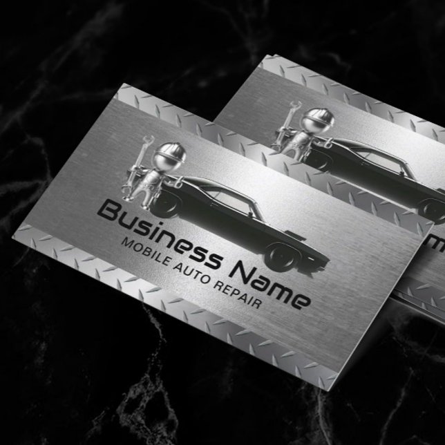 Tarjeta De Visita Auto Reparación Automática Moderna Metalizado Auto (Subido por el creador)