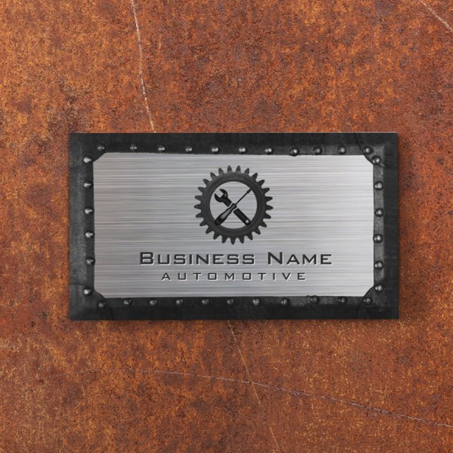 Tarjeta De Visita Auto Reparación Profesional Metalizado con marco p (Subido por el creador)