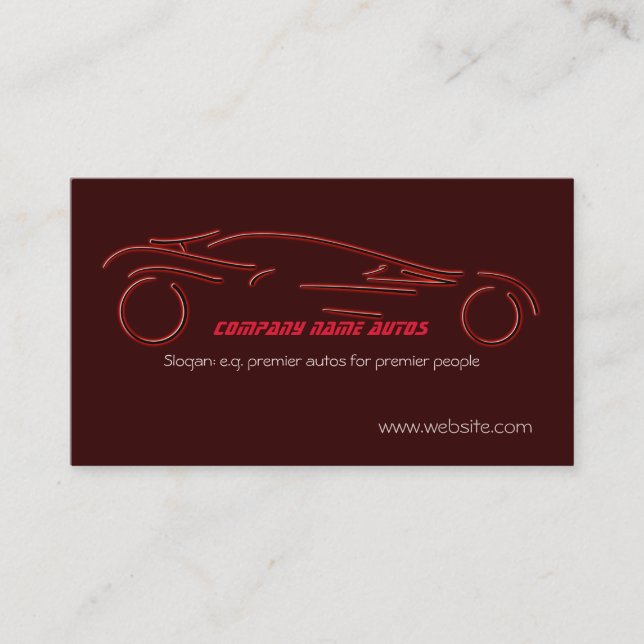 Tarjeta De Visita Auto Sales Sports car en rojo de lujo (Anverso)