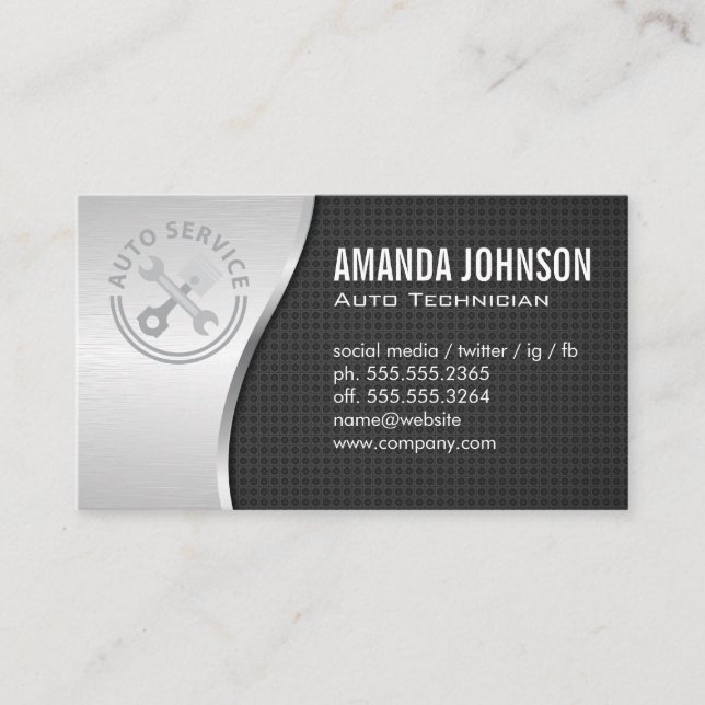 Tarjeta De Visita Auto Services | Mechanic | Tech (Anverso)
