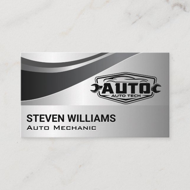 Tarjeta De Visita Auto Tech Repair Services | Gray (Anverso)