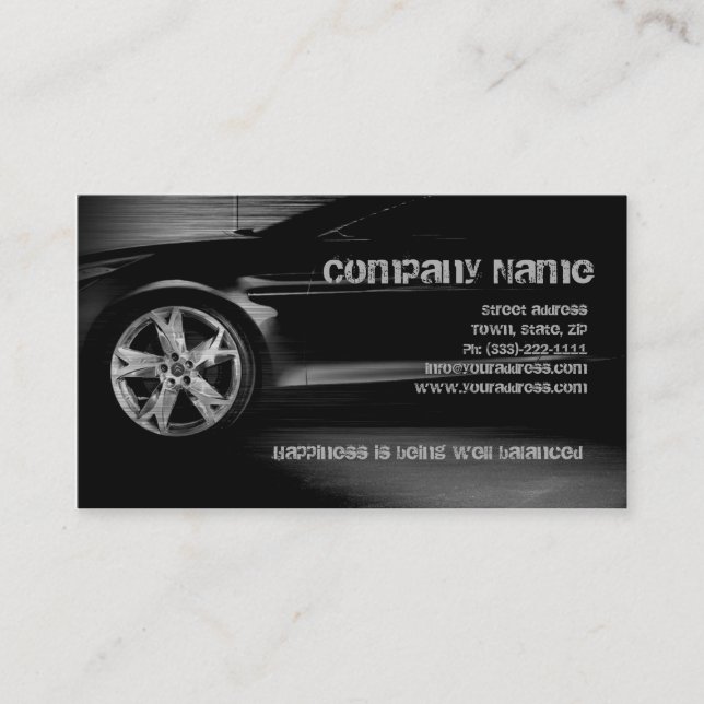 Tarjeta De Visita Auto Tire Service Black Metalizado Automotive Card (Anverso)